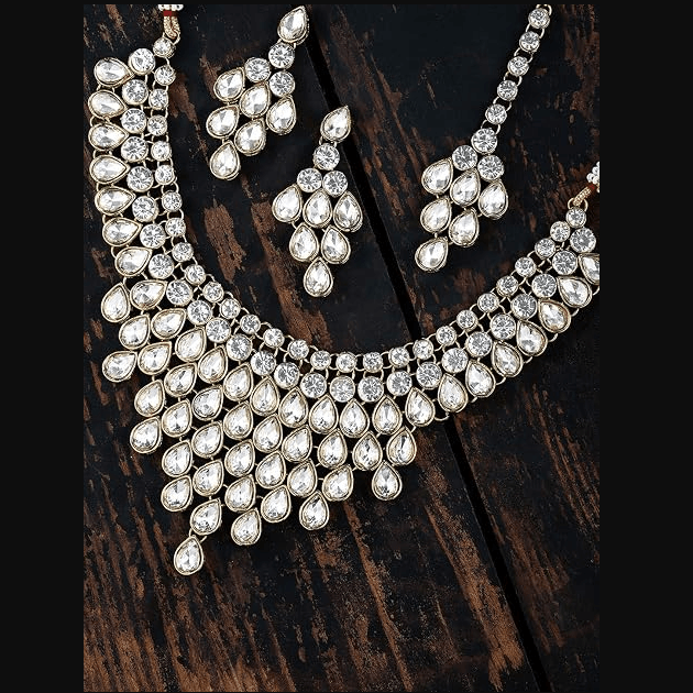 jewels traditional gold plated stone studded bridal choker necklace set earrings & maang tikka for women2 jewels traditional gold plated stone studded bridal choker necklace set earrings & maang tikka for women2